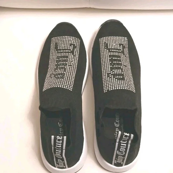 Juicy Couture Black & Silver Rhinestones Detail Slip-On Unisex Sneakers SIZE 7 - Picture 3 of 5